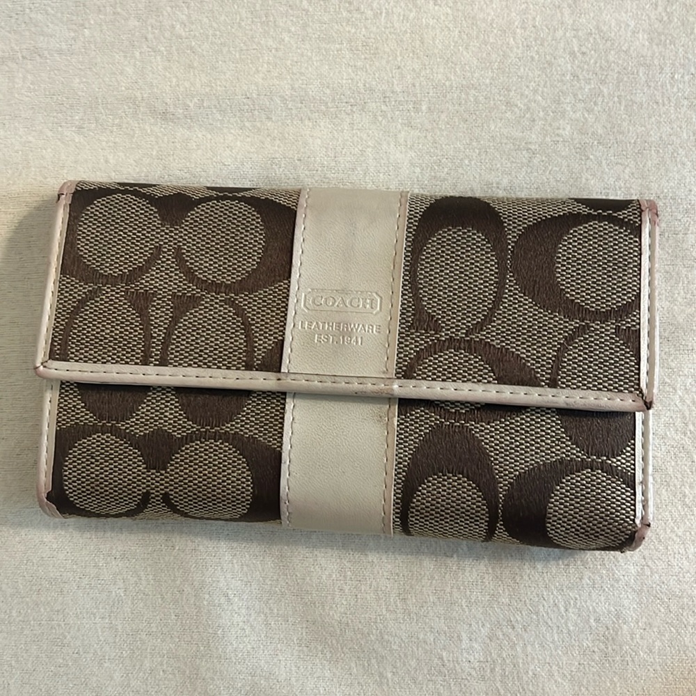 Coach tan and brown wallet